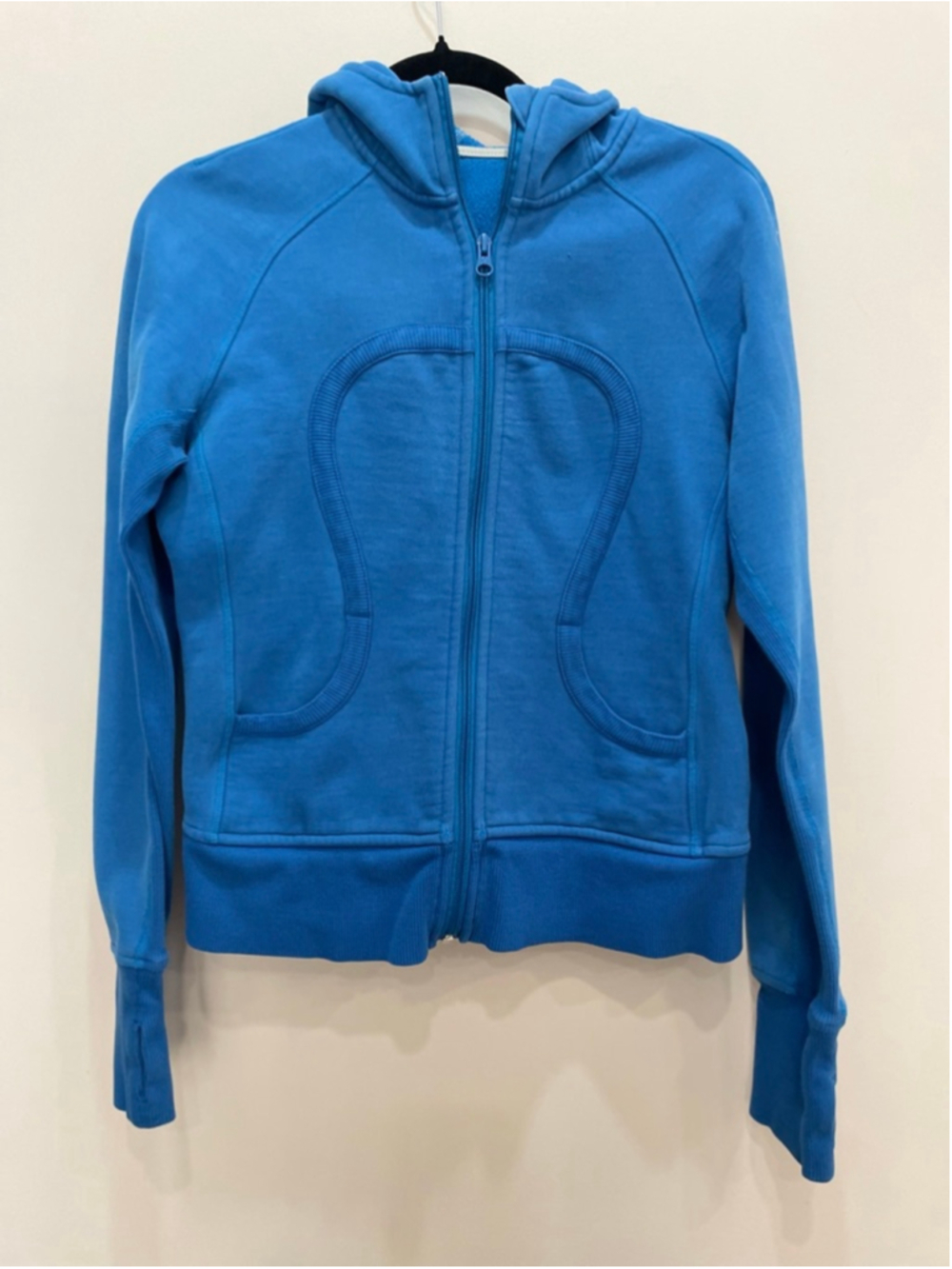 Lululemon Scuba Blue Full-Zip Thick Hoodie Size 8 Retro Thumb Holes